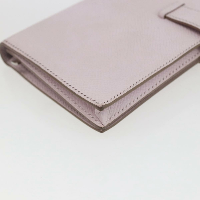 【日本直送】愛馬仕 Bane Souffle 長版皮夾,粉紅銀色真皮,正品編號 165568SAM-15