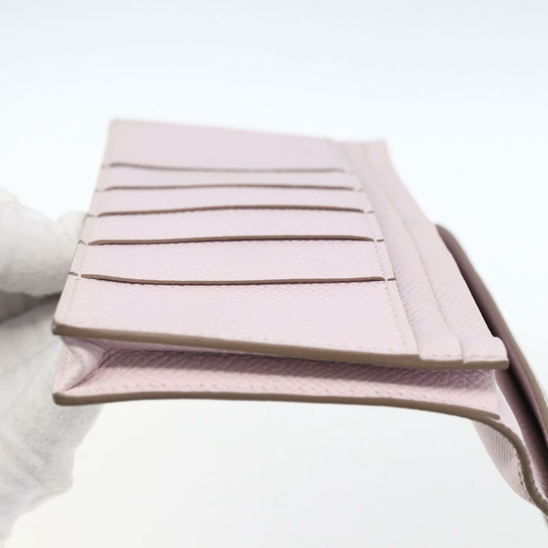 【日本直送】愛馬仕 Bane Souffle 長版皮夾,粉紅銀色真皮,正品編號 165568SAM-18