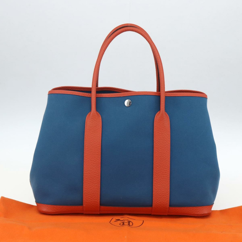 【日本直送】愛馬仕花園派對手袋帆布海軍藍銀色正品 159850M-11