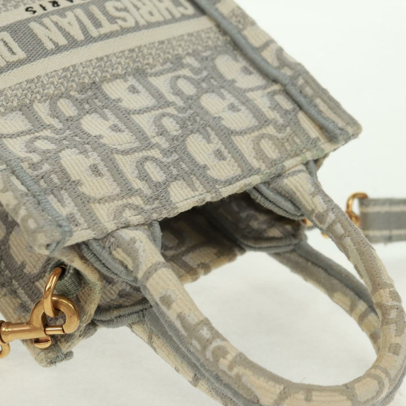 【日本直送】Christian Dior Trotter帆布Oblique Book Tote迷你手提包 白色金色 正品 170699M-5