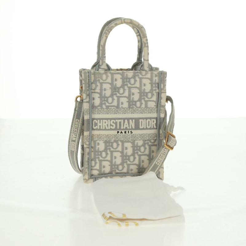 【日本直送】Christian Dior Trotter帆布Oblique Book Tote迷你手提包 白色金色 正品 170699M-11