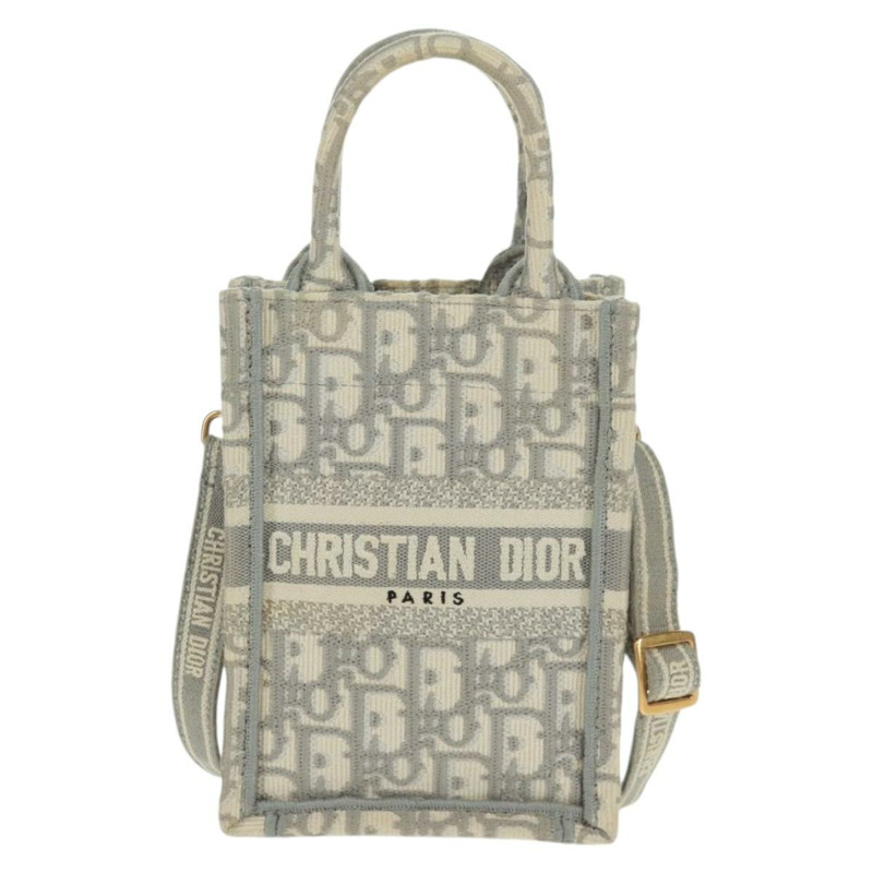【日本直送】Christian Dior Trotter帆布Oblique Book Tote迷你手提包 白色金色 正品 170699M-12