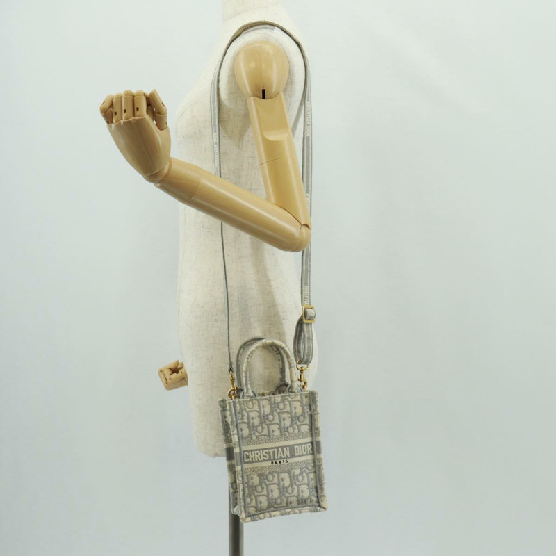 【日本直送】Christian Dior Trotter帆布Oblique Book Tote迷你手提包 白色金色 正品 170699M-25