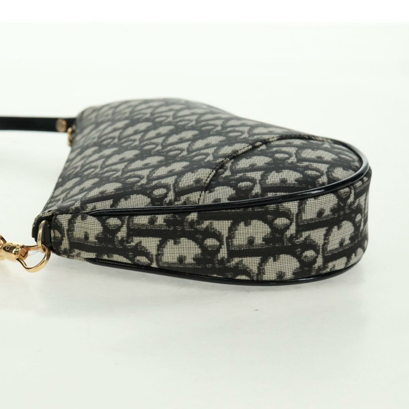 【日本直送】Christian Dior Trotter帆布馬鞍配件包 PVC黑色 正品 am10720SV-2