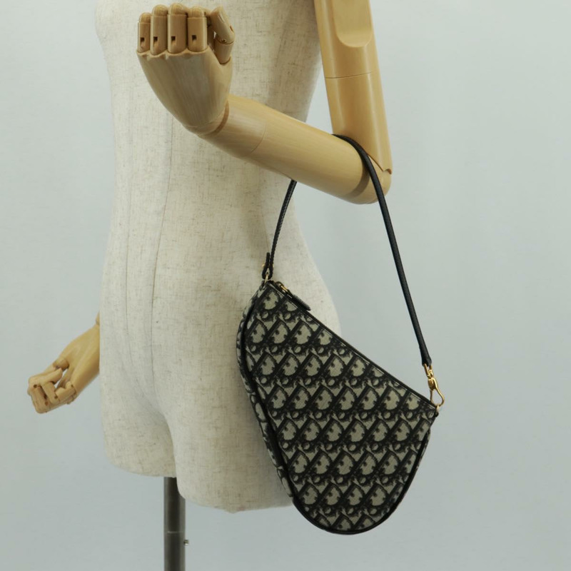 【日本直送】Christian Dior Trotter帆布馬鞍配件包 PVC黑色 正品 am10720SV-20