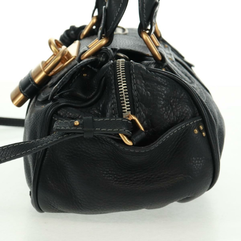 【日本直送】Chloe Paddington 手提包，真皮材質，兩用，黑色/金色/銀色，正品 am10718SV-2