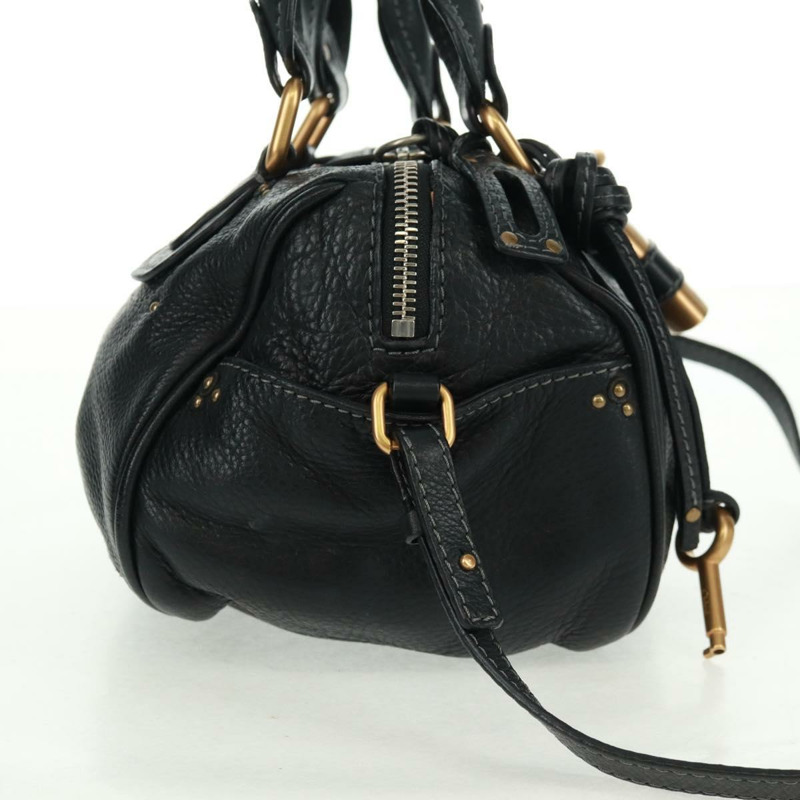 【日本直送】Chloe Paddington 手提包，真皮材質，兩用，黑色/金色/銀色，正品 am10718SV-3
