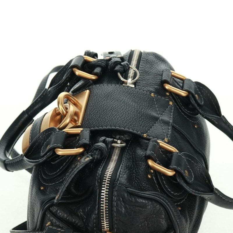 【日本直送】Chloe Paddington 手提包，真皮材質，兩用，黑色/金色/銀色，正品 am10718SV-5