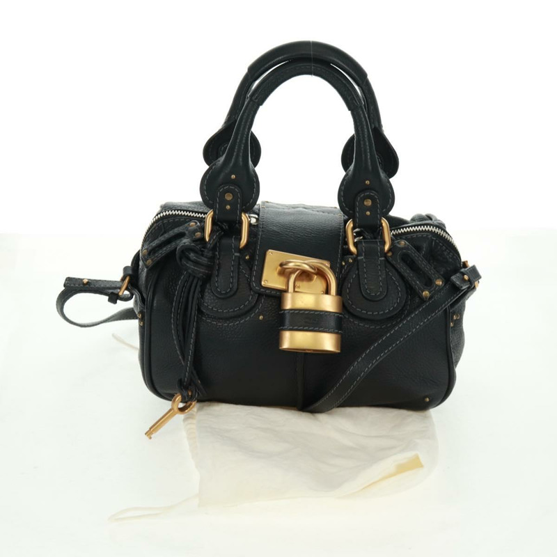 【日本直送】Chloe Paddington 手提包，真皮材質，兩用，黑色/金色/銀色，正品 am10718SV-11