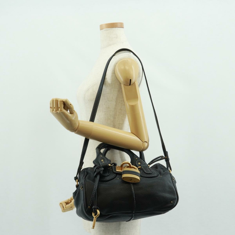 【日本直送】Chloe Paddington 手提包，真皮材質，兩用，黑色/金色/銀色，正品 am10718SV-28