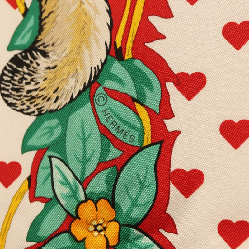 【日本直送】愛馬仕 Carre 90 絲巾 「叢林之戀」 白色真絲 Auth am10795SAM-12