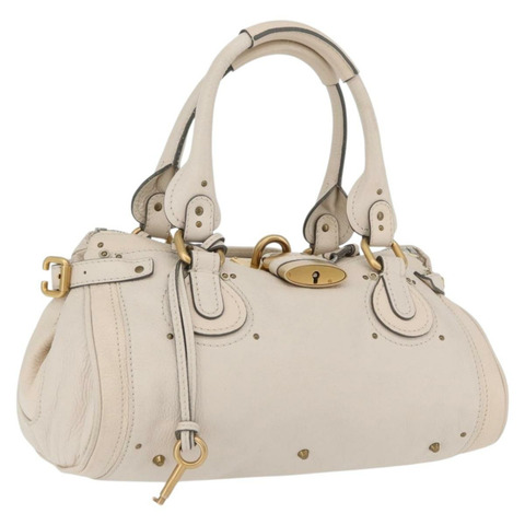 Chloe Paddington 手提包 皮革 象牙色 金色 銀色 正品 BA10761SAV