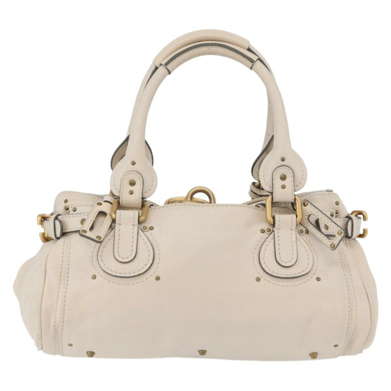 【日本直送】Chloe Paddington 手提包 皮革 象牙色 金色 銀色 正品 BA10761SAV-1
