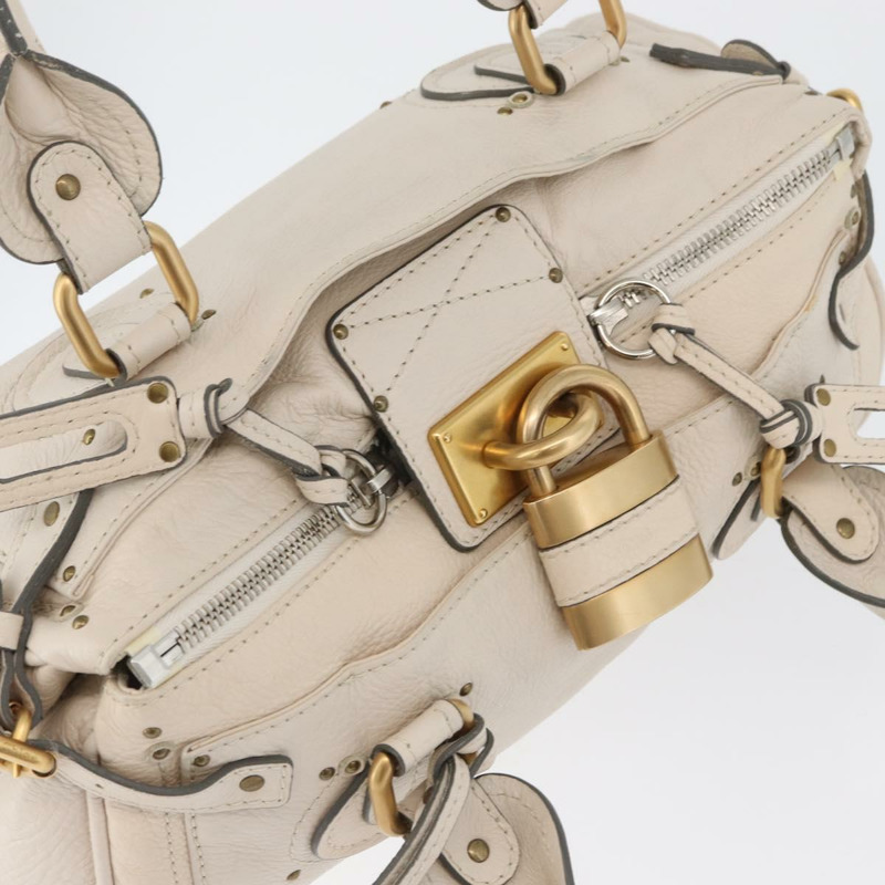 【日本直送】Chloe Paddington 手提包 皮革 象牙色 金色 銀色 正品 BA10761SAV-5