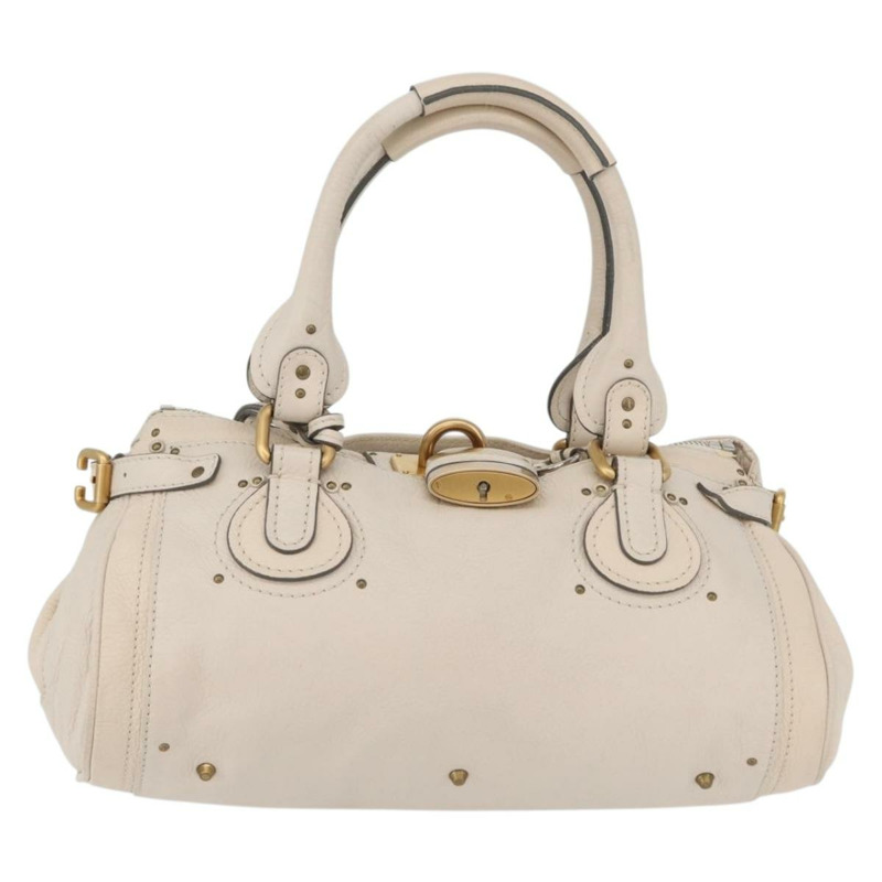 【日本直送】Chloe Paddington 手提包 皮革 象牙色 金色 銀色 正品 BA10761SAV-12