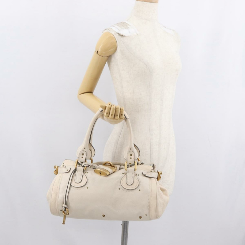 【日本直送】Chloe Paddington 手提包 皮革 象牙色 金色 銀色 正品 BA10761SAV-26