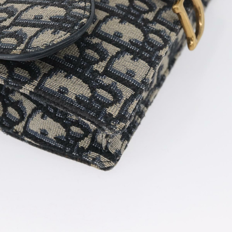 【日本直送】Christian Dior Trotter帆布馬鞍腰包 海軍藍 金色 正品 171890V-14