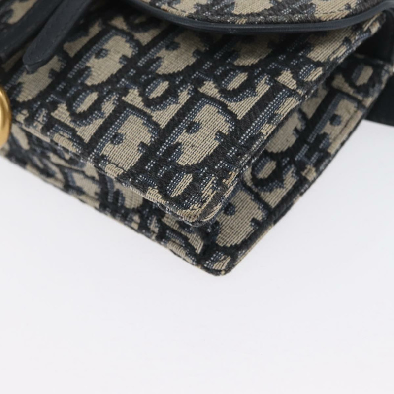 【日本直送】Christian Dior Trotter帆布馬鞍腰包 海軍藍 金色 正品 171890V-15