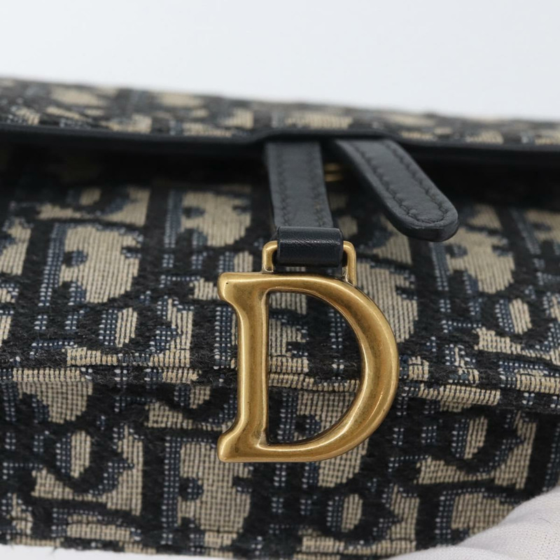 【日本直送】Christian Dior Trotter帆布馬鞍腰包 海軍藍 金色 正品 171890V-19
