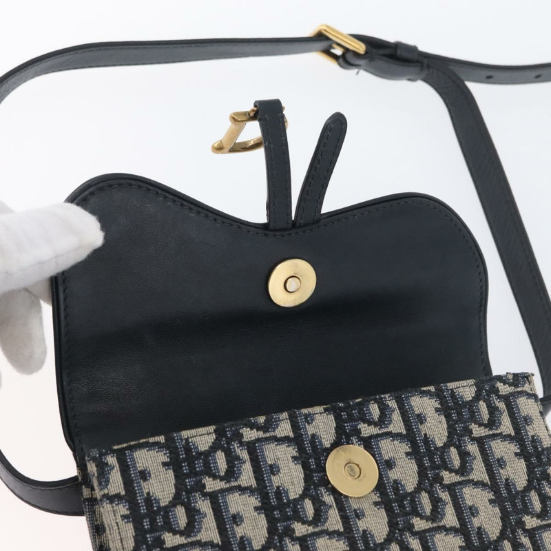 【日本直送】Christian Dior Trotter帆布馬鞍腰包 海軍藍 金色 正品 171890V-20