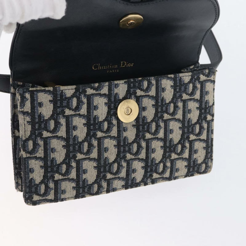 【日本直送】Christian Dior Trotter帆布馬鞍腰包 海軍藍 金色 正品 171890V-21