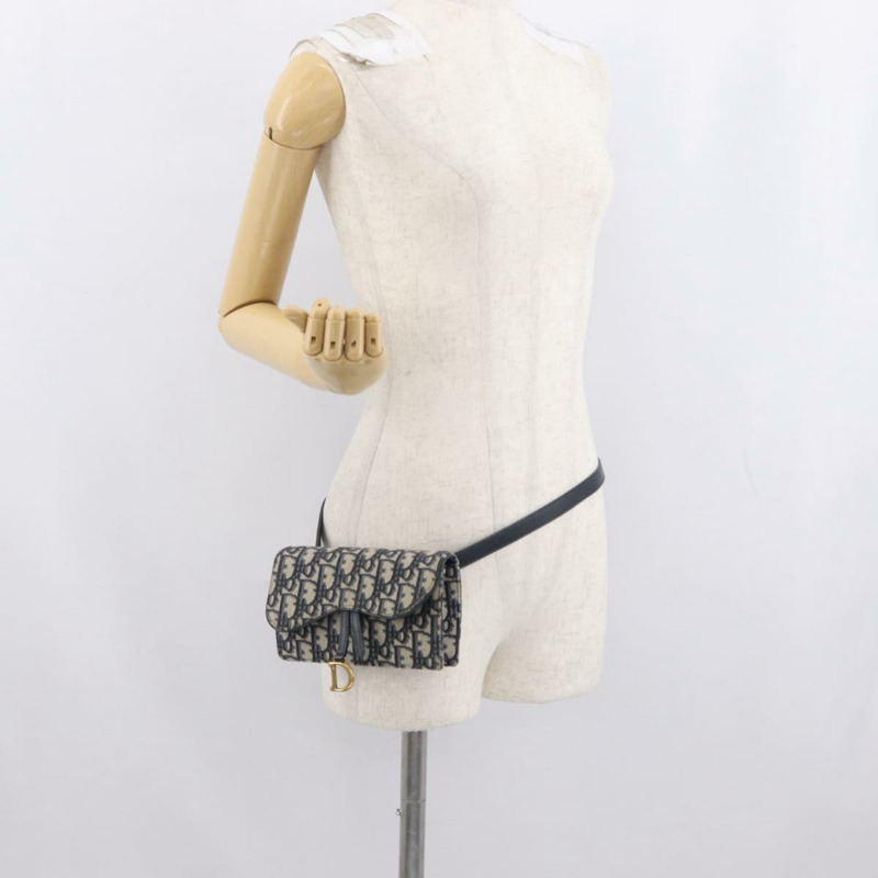 【日本直送】Christian Dior Trotter帆布馬鞍腰包 海軍藍 金色 正品 171890V-28