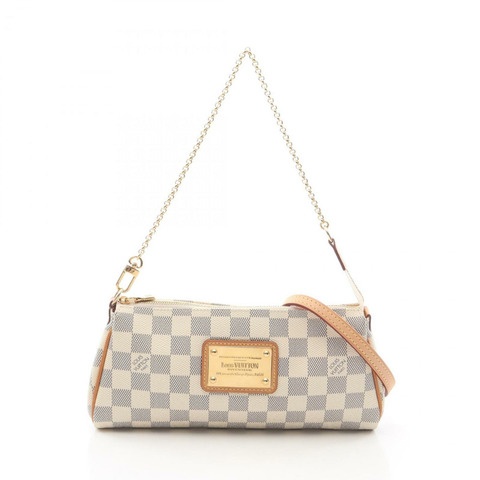 路易威登 Eva 手提包，塗層帆布和皮革，Damier Azur 帆布，女士，白色，N55214