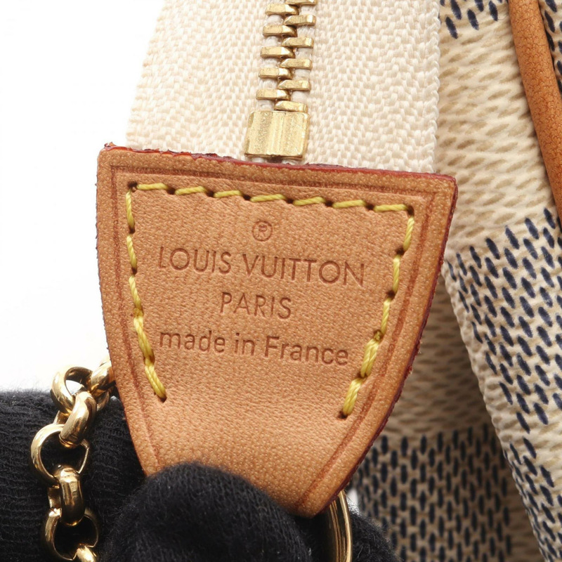 路易威登 Eva 手提包,塗層帆布和皮革,Damier Azur 帆布,女士,白色,N55214-3