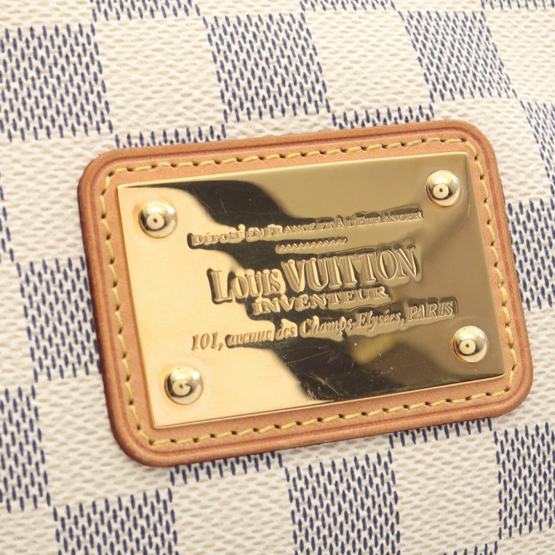 路易威登 Eva 手提包,塗層帆布和皮革,Damier Azur 帆布,女士,白色,N55214-4