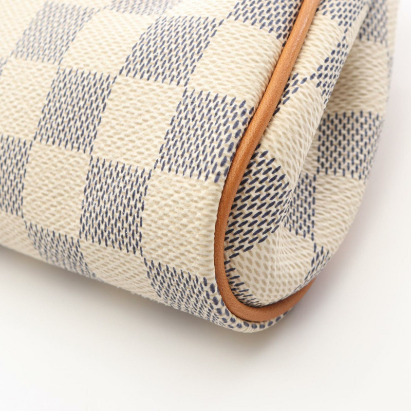 路易威登 Eva 手提包,塗層帆布和皮革,Damier Azur 帆布,女士,白色,N55214-5