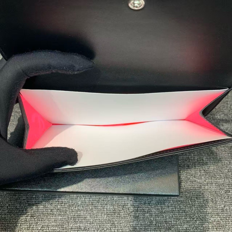 Chanel Cambon卡包 康鵬logo橫版口蓋錢包 全黑面 內里玫紅 菱格紋羊皮 經典款手拿包 15開帶黑卡-5