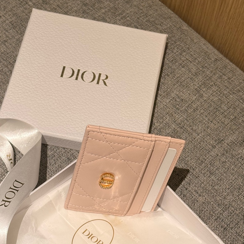 全新未使用Dior卡夾 水鑽小羊皮粉色dior卡夾-14