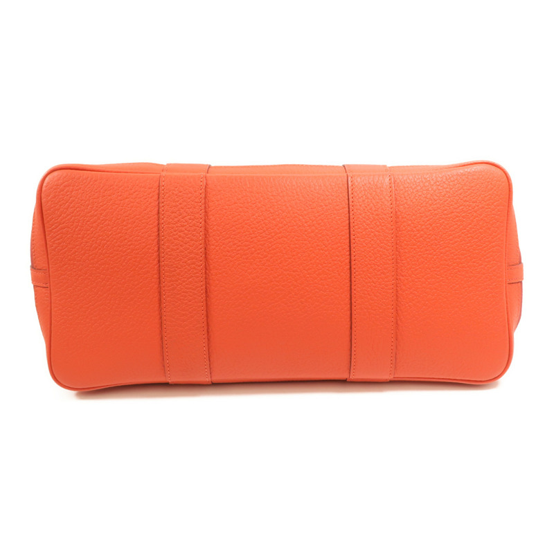 HERMES 帆布GardenParty PM銀扣手挽袋Rouge Tomate/Capucin-3