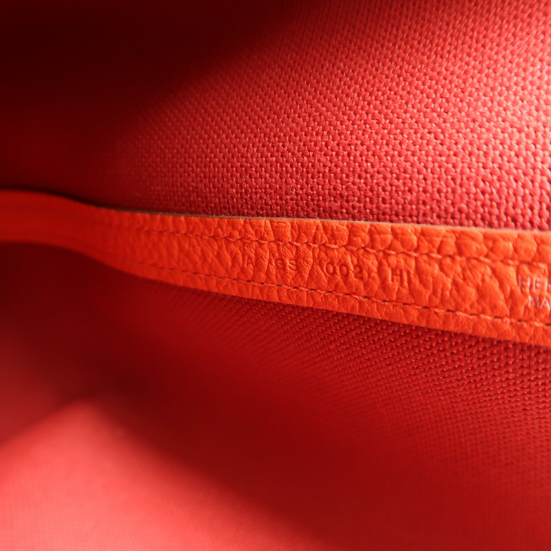 HERMES 帆布GardenParty PM銀扣手挽袋Rouge Tomate/Capucin-6