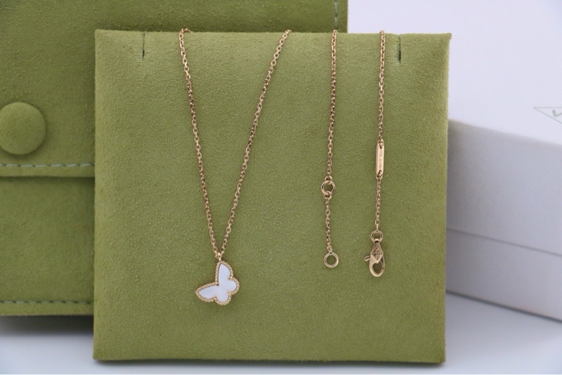 vca 項鍊 黃金 白蝴蝶 新扣 21年全套-1