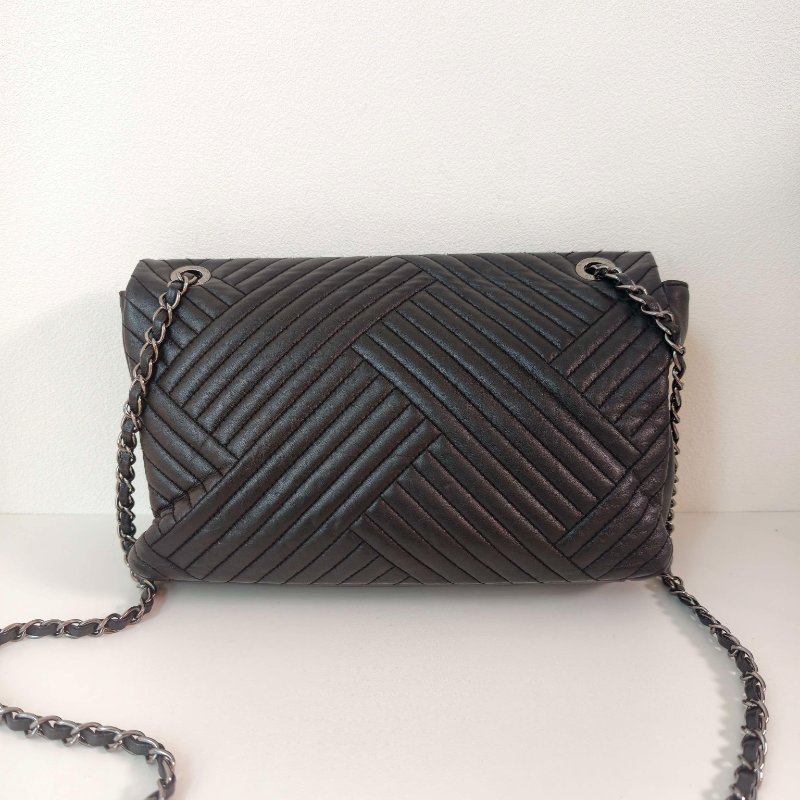 香奈兒/Chanel 羊皮CF腋下鍊條包 21開 中號黑色 27*17*7cm 2015年 98新-3