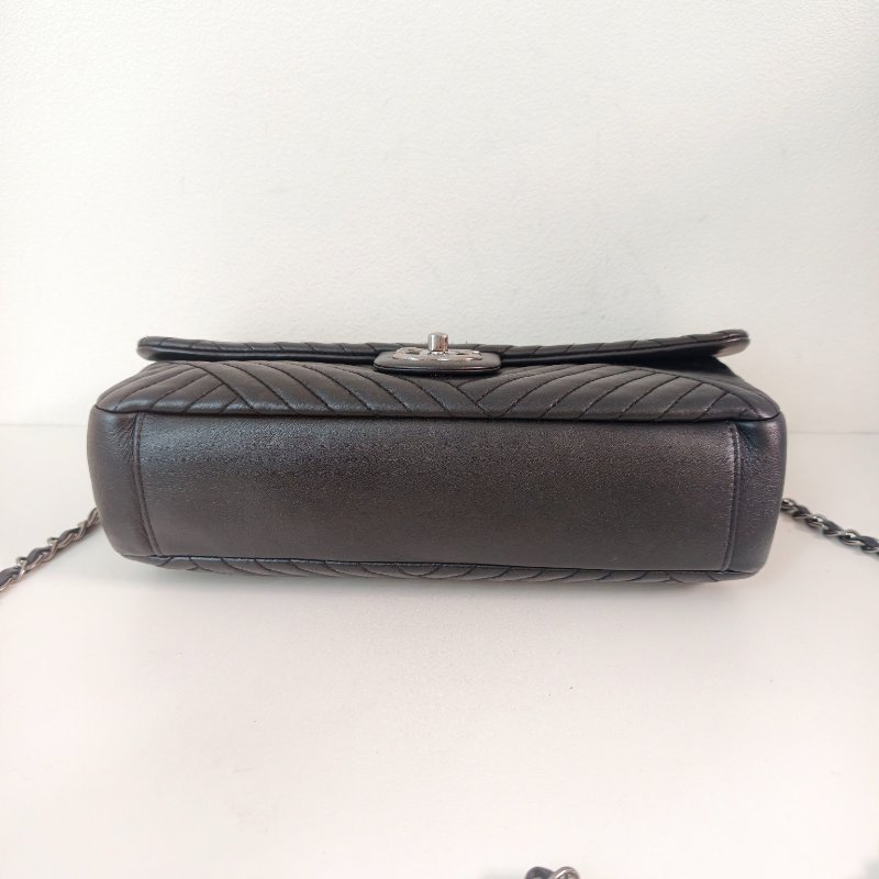 香奈兒/Chanel 羊皮CF腋下鍊條包 21開 中號黑色 27*17*7cm 2015年 98新-6