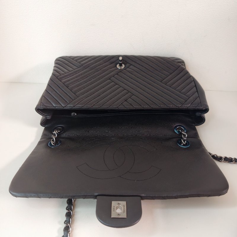 香奈兒/Chanel 羊皮CF腋下鍊條包 21開 中號黑色 27*17*7cm 2015年 98新-11
