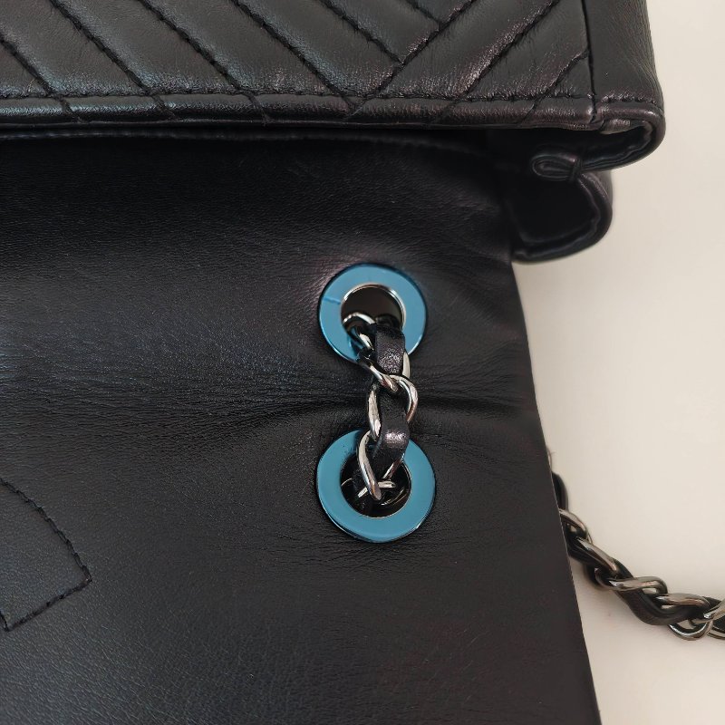 香奈兒/Chanel 羊皮CF腋下鍊條包 21開 中號黑色 27*17*7cm 2015年 98新-13