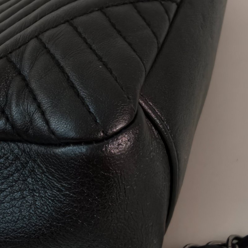 香奈兒/Chanel 羊皮CF腋下鍊條包 21開 中號黑色 27*17*7cm 2015年 98新-15