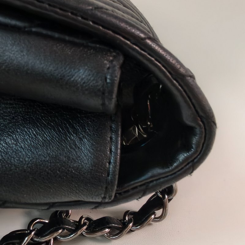 香奈兒/Chanel 羊皮CF腋下鍊條包 21開 中號黑色 27*17*7cm 2015年 98新-22