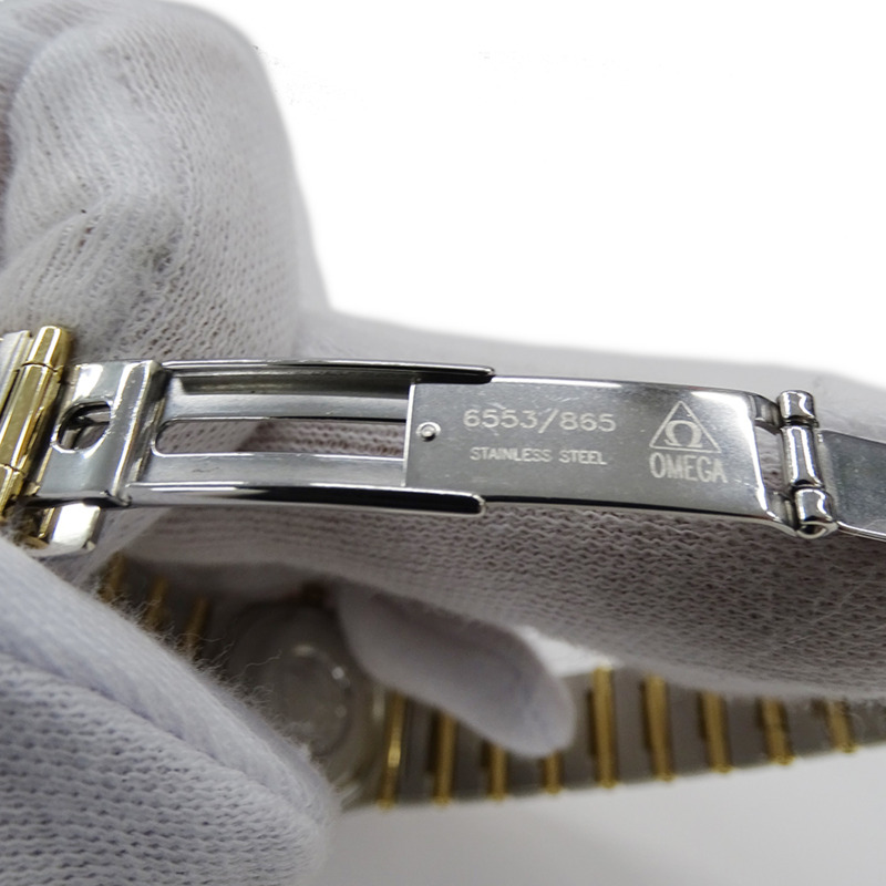 歐米茄星座系列迷你1267.70女錶，貝殼鑲鑽石英機芯，不鏽鋼錶殼，鍍金錶帶，拋光處理-4