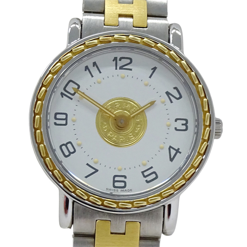 愛馬仕女士石英腕錶,QZ系列不鏽鋼款,SS GP SE4.220,圓形,雙色錶盤-1