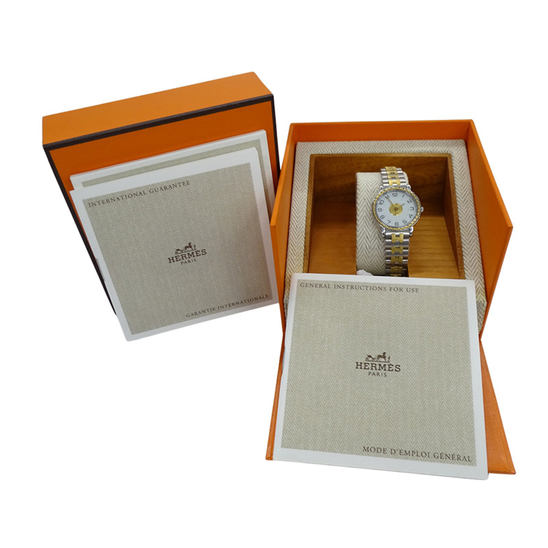 愛馬仕女士石英腕錶,QZ系列不鏽鋼款,SS GP SE4.220,圓形,雙色錶盤-9