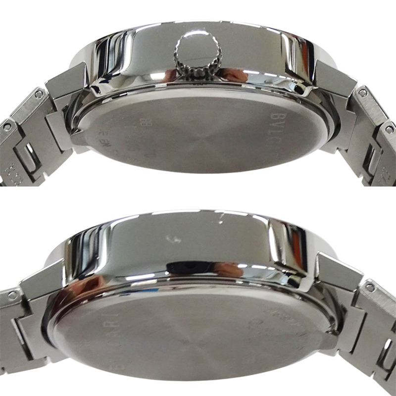 寶格麗男士腕錶,日期自動上鍊,不鏽鋼材質,AT,SS,BB38SS,銀/黑色,圓形,拋光-2