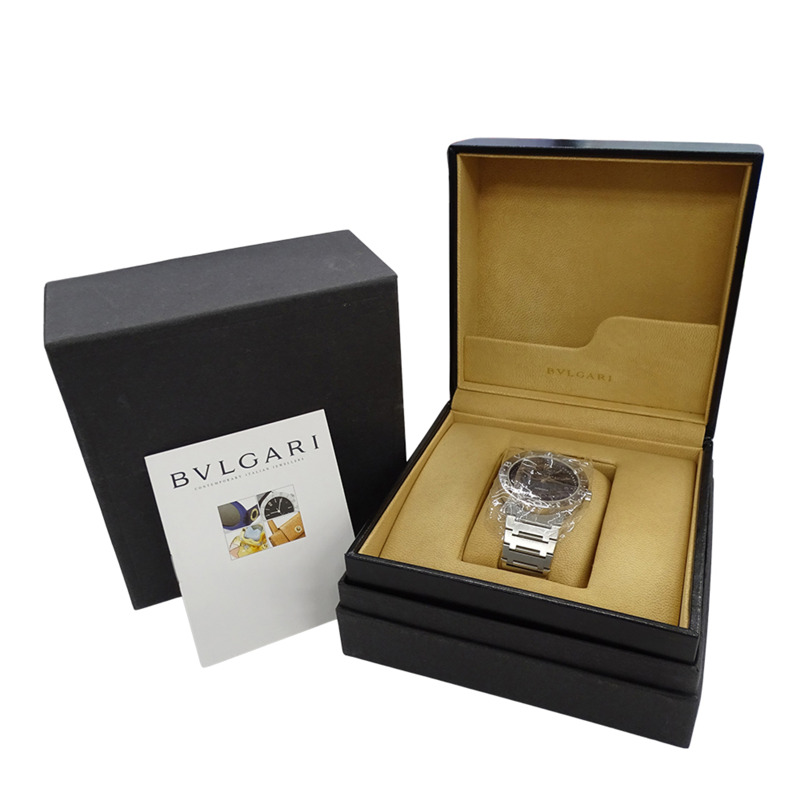 寶格麗男士腕錶,日期自動上鍊,不鏽鋼材質,AT,SS,BB38SS,銀/黑色,圓形,拋光-7