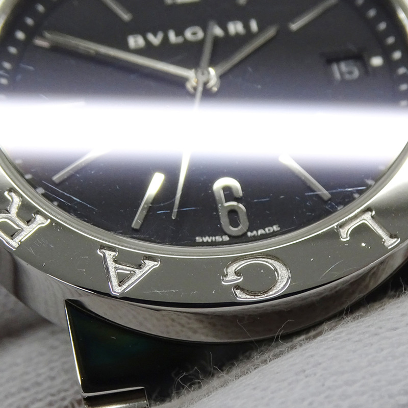 寶格麗男士腕錶,日期自動上鍊,不鏽鋼材質,AT,SS,BB38SS,銀/黑色,圓形,拋光-10