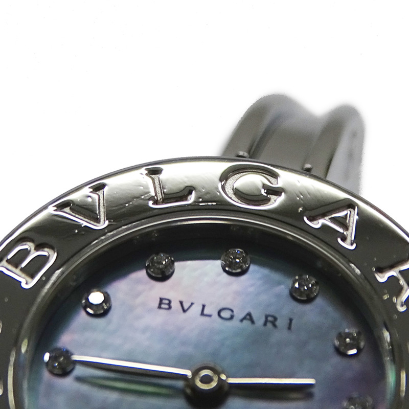 寶格麗 (BVLGARI) 女士 B-zero1 腕錶,藍色錶殼鑲嵌 12 顆鑽石,石英機芯,精鋼錶殼,型號 BZ22S,拋光錶鍊-11