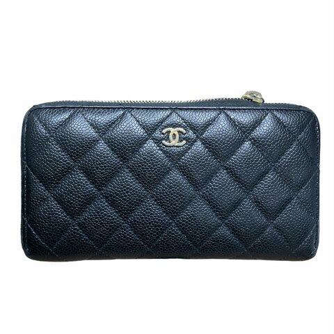 CHANEL 香奈兒 長夾 荔枝牛皮 黑色 金釦