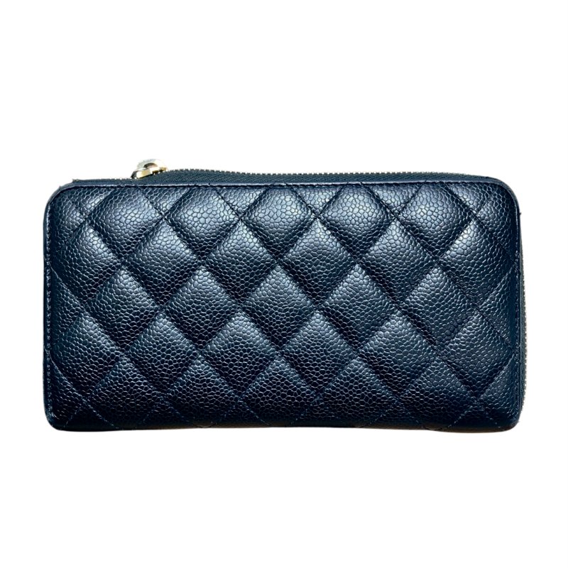 CHANEL 香奈兒 長夾 荔枝牛皮 黑色 金釦-1